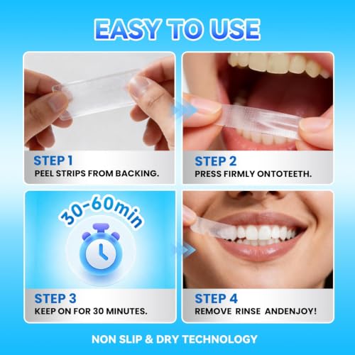 Image of Teeth-Whitening Strips for Sensitive Teeth - 9D Teeth Whitening Kit Professional Effects, Teeth Whitener for Enamel Safe, 14 White Strips (7 Day Treatment) Remove Stains for a Brighter Smile, Mint
