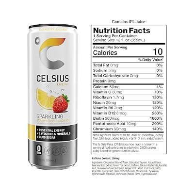 CELSIUS Sparkling Strawberry Lemonade, Sugar Free Energy Drink, 12 Fl Oz (Pack of 12)