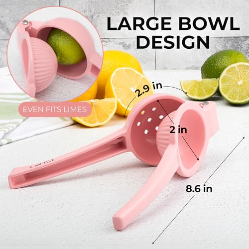 Image of Zulay Premium Quality Metal Lemon Squeezer, Citrus Juicer, Manual Press for Extracting the Most Juice Possible - Pink