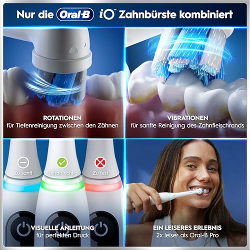Oral-B iO Series 6 Elektrische Zahnbürste/Electric Toothbrush, 2 Aufsteckbürsten, 5 Putzmodi für Zahnpflege, Magnet-Technologie, Display & Reiseetui, Designed by Braun, white 5