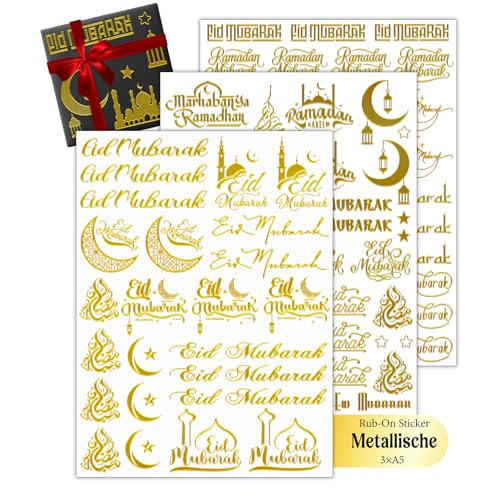 Oizemori Ramadan Kalender 2026 Rub On Sticker Sticker Sprüche festliche Deko Kalender für Kinder ramazan dekor hochwertige Dekoration geeignet als Geschenke und Decorations für Zuhause