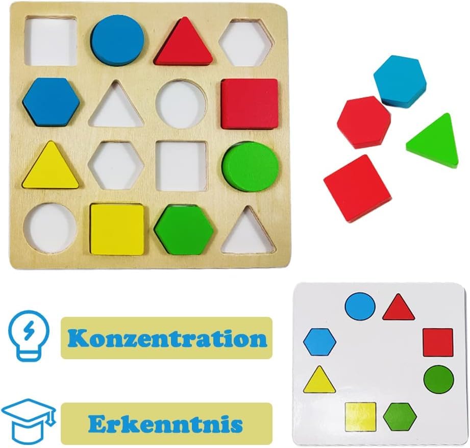 ZUNIPLEX Color and Shape Matching Game, Montessori Toys for 3 4 5 6 Years, 2 Toys Sets + 32 Tokens - Image 2