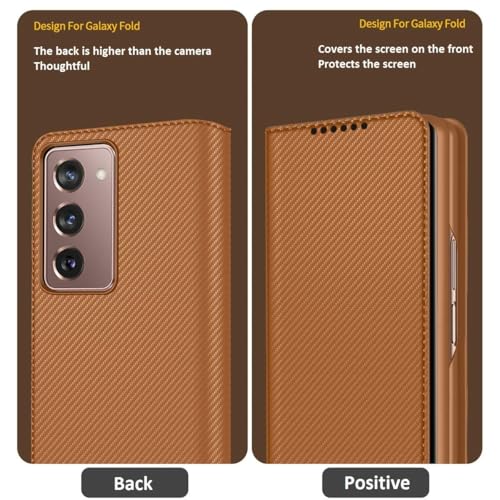 Image of WHITBULL Luxury Pattern Flip Cover Compatible for Samsung Galaxy Z Fold 7 5G (Brown)