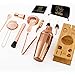 Soing 11-Piece Rose Copper Bartender Kit,Perfect Home Cocktail Shaker Set for Drink Mixing,Stainless Steel Bar Tools with Stand,Velvet Carry Bag & Cocktail Recipes Cards (Rose Copper)