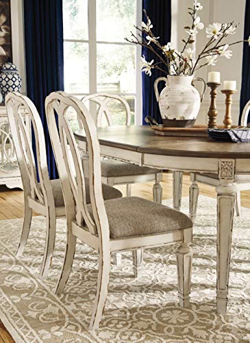 Signature Design By Ashley Realyn French Country Ribbon Back Dining Chair, 2 Count, Chipped White #TOP6