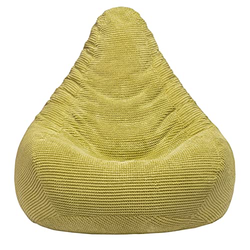 Loft 25 Fauteuil Poire à Dos Adulte | Tissu Velours côtelé pour Salon d'intérieur et Salle de Jeu | Doublure Interne | Design Ergonomique pour Le Soutien du Corps (Pouf, Lime) Cover