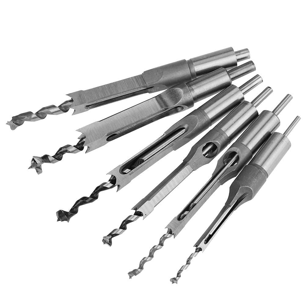 Punte per trapano a foro quadrato per legno, set da 6 pezzi di punte scalpello per mortasa e seghe a tazza – accessori per trapano universali per falegnameria e lavorazione del legno