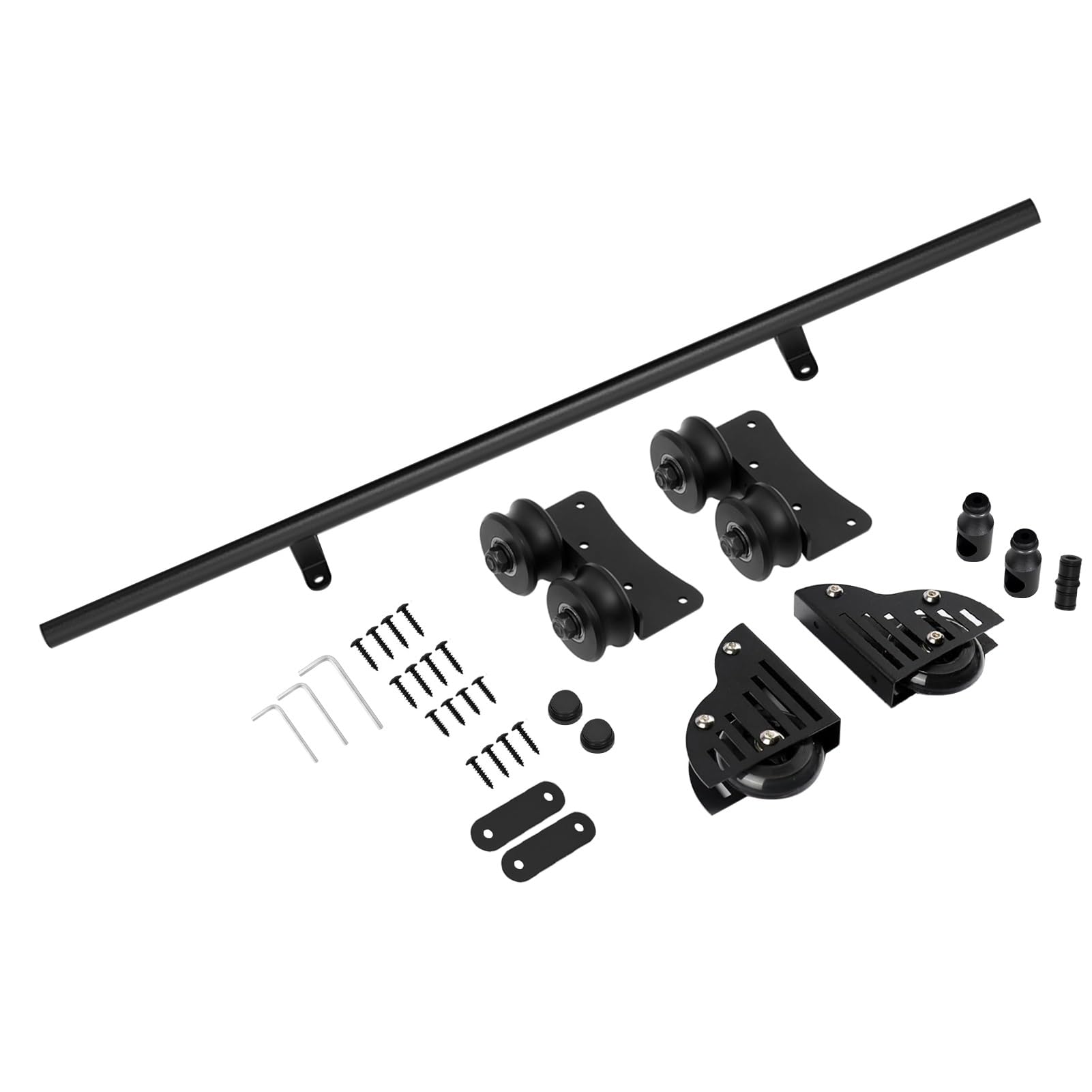 DONGGANSHI Heavy Duty Sliding Rail Track Hardware Kit | Mobile Ladder Tracks(Ladder Not Included) with Floor Roller Wheels,Ideal for Bookshelves and Warehouses(24ft/732cm Track kit)