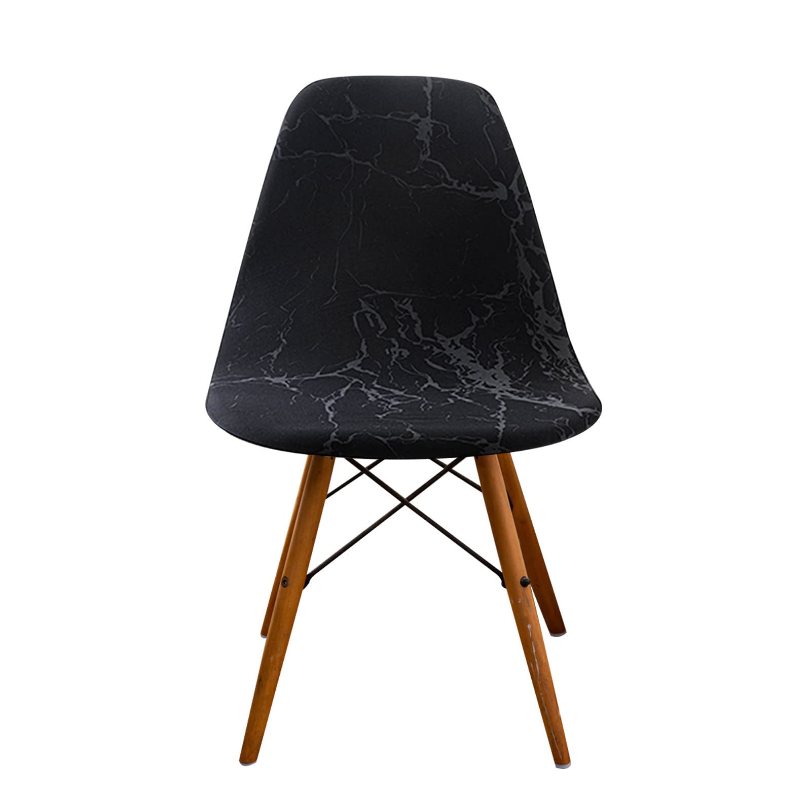 Chickwin Scandinavian Dining Chair Covers,Shell Dining Chair Covers Set of 1 2 4 6, Universal Stretch Chair Slipcovers for Living Room/Dining Table, for Round Back Chair (Black Marble,1 Pieces)