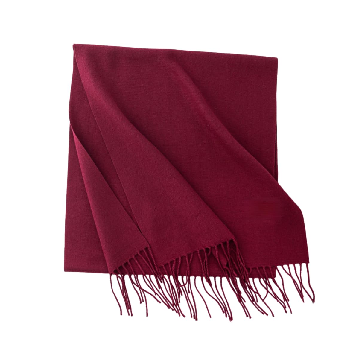 ROSSRORE Spring Tartan Scarf - Women's Long Cashmere-Like Knit Plaid Scarf - Winter Warm Shawl Wrap with Large Tassels Solid Red as A Christmas/New Year Gift for Girls