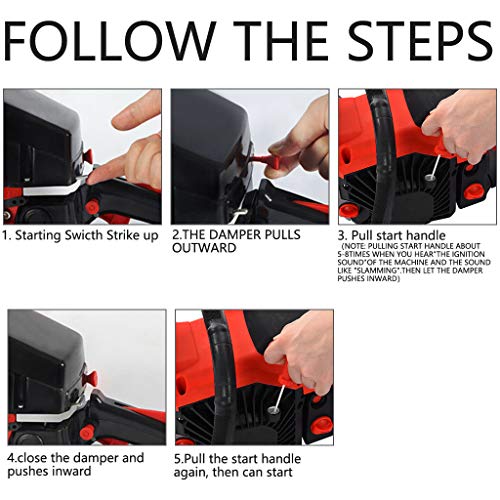 Gasoline Chainsaw 20 Inch Gas Chain 2 Strokes Automatic Chain Oiler Anti-vibration System Wood Cutting 58CC Petrol Chainsaw with Tool Kit Carry Bag for Cutting Trees Farm Garden