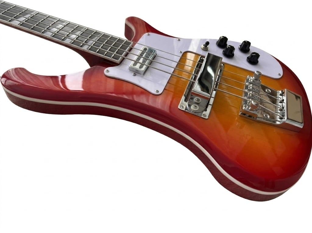 Basso elettrico Solid Body, stile tributo classico Sunburst con doppi pickup, 4 corde full size for performance sul palco rock (Bajo Eléctrico)
