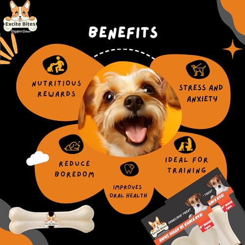 Image of Excite Bites Pressed Rawhide Bones for Dog Treats | Dog Calcium Bone Dog Chewing Needs | 8 Inch Calcium Bone Treat for All Dogs | Combo Offer (8 inch-1Pc) Each, 150G (Pack of 2), All Life Stages