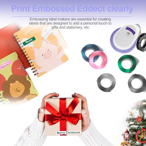 YOULABLE Máquina de etiquetas em relevo roxa com 3 fitas de etiqueta, máquina de etiquetas portátil