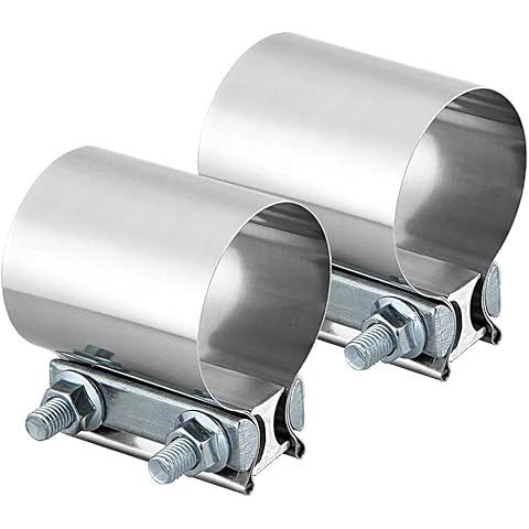 2.5 Inch Butt Joint Exhaust Clamp,Exhaust Clamp,Butt Joint Band Clamp Sleeve Coupler Stainless Steel 2.5" 2 1/2 Butt Joint Exhaust Band Clamp Sleeve Stainless Steel(2.5 Inch,2Pcs) Cover