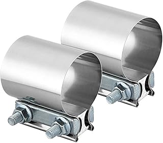 2.5 Inch Butt Joint Exhaust Clamp,Exhaust Clamp,Butt Joint Band Clamp Sleeve Coupler Stainless Steel 2.5" 2 1/2 Butt Joint Exhaust Band Clamp Sleeve Stainless Steel(2.5 Inch,2Pcs)