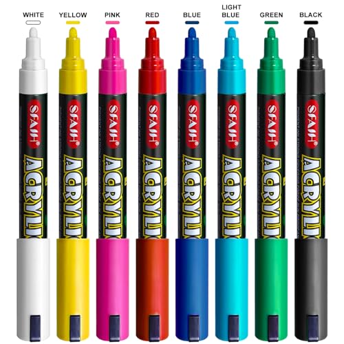 Image of SFAIH Acrylic Creative Markers, 3mm Replaceable Nibs 8 Count Pens