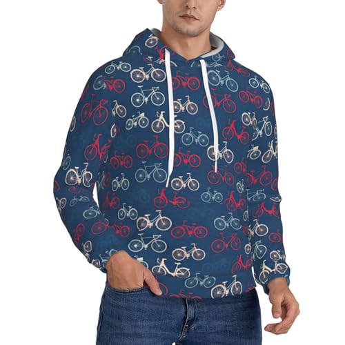 Sweat à capuche imprimé bicyclette homme en polaire chaude - Vêtement streetwear