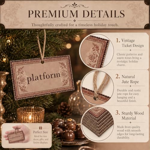 Image of Soulchen 12 Pcs Magical Wizard Party Decor Platform Hanging Christmas Ornament Gifts Vintage Platform Wood Hanging Sign for Xams Tree Room Office Home Birthday Party Supplies