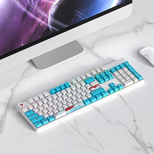 Image of PBT Double Shot 104 Keys Keycaps, OEM Profile Custom Keycaps Set for 61 /87 /104 MX Switches Mechanical Keyboard(Sea)
