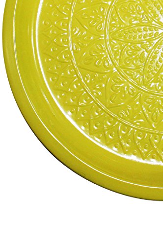 Orientalisches rundes Tablett aus Metall Tatmanur Gelb 40cm groß | Marokkanisches Teetablett Bunt | Orient… – Bild 3