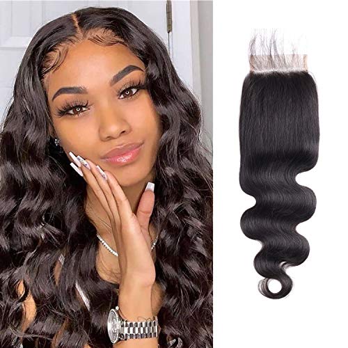 LianLian 4x6 Free Part Lace Closure Brazilian Virgin Body Wave Human Hair Pre Plucked Lace Closure Front With Baby Hair Unprocessed Virgin Human Hair 150% Density 14inch