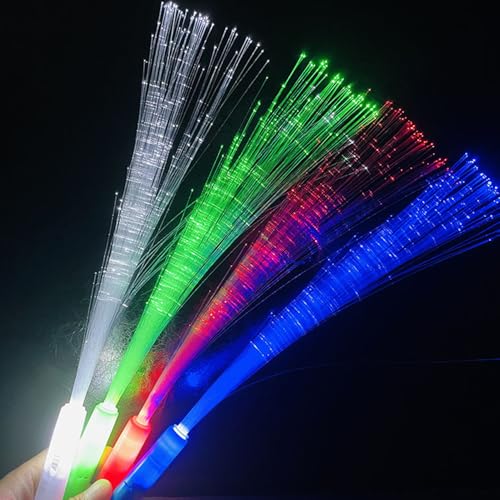 LED Leuchtstab Glasfaser LED Leuchtwedel Leuchtstäbe Bunte Bunt blinkende LED Leuchtstäbe Leuchtstäbe Glasfaser Leuchtstab Kinder 3 Modi Blinkende Leuchtwedel für Weihnachten Konzert Party Hochzeit