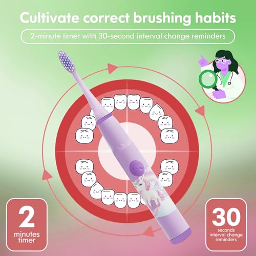 Image of Obvie Sonic Electric Kids Toothbrush with 4 Brushing Modes, Soft Nylon Bristles, 3 Brush Heads & Rechargeable Battery Last Up to 30 Days, IPX7, Electric Power Tooth brush (Pack of 2)