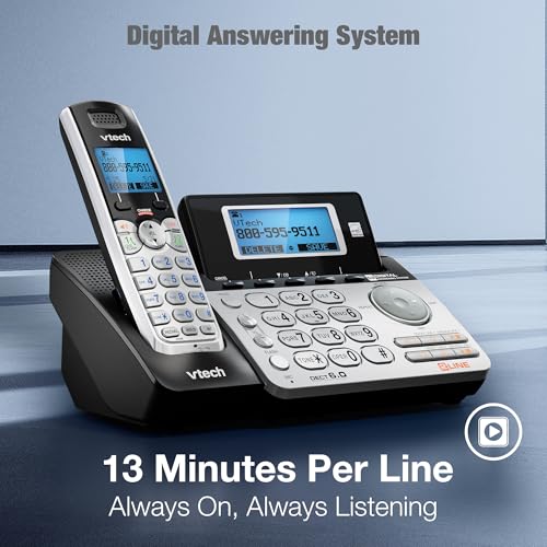 Image of VTech 4-Handset 2-Line Cordless Phone for Small Business or Home with Answering System and Mailbox on Each Line, Caller ID /Call Waiting, Conference Call | DS6151 with 4 Handsets Bundle (Black /Silver)