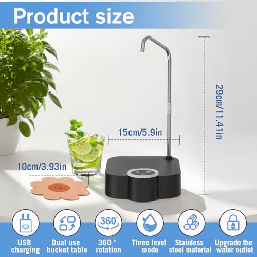 Pompe distributeur d'eau potable électrique rechargeable USB pour bonbonne - 3