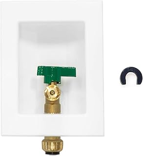 EFIELD Push-fit Pre-Assembled Ice Maker Outlet Box, 1/2-Inch Push-Fit Connection with Installed 1/4-Turn Ball Valve, White,(IM005)