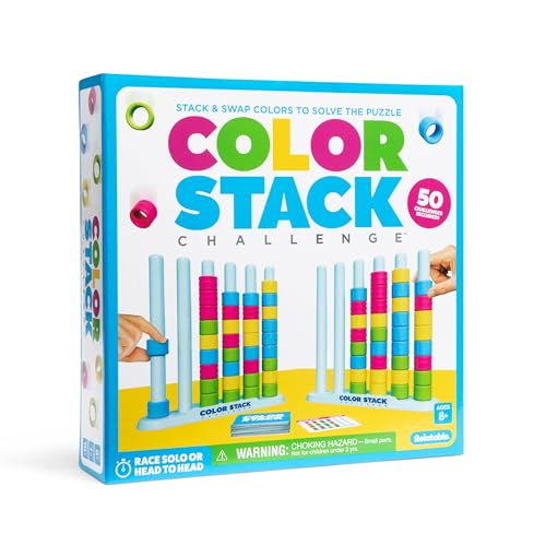 Color Stack Challenge by Relatable – A Fast-Paced Color Matching Puzzle Game for Fun Parties and Family Game Night. Includes 2 Stack Racks, 50...
