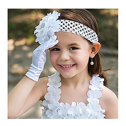Ever Fairy Girl's Holiday, Wedding, or Pageant White Satin Gloves Princess Glove2