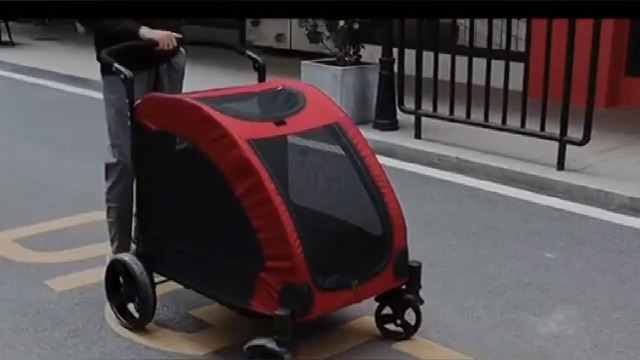 uyoyous Pet Cart Pet Stroller Ventilated Foldable Dog Stroller 25×31" Dog Cart with 4 Rubber Wheels and Adjustable Handle Zipper Entry, Mesh Skylight Cat Dog Stroller for a Variety of Roads Easy Fold - Image 8
