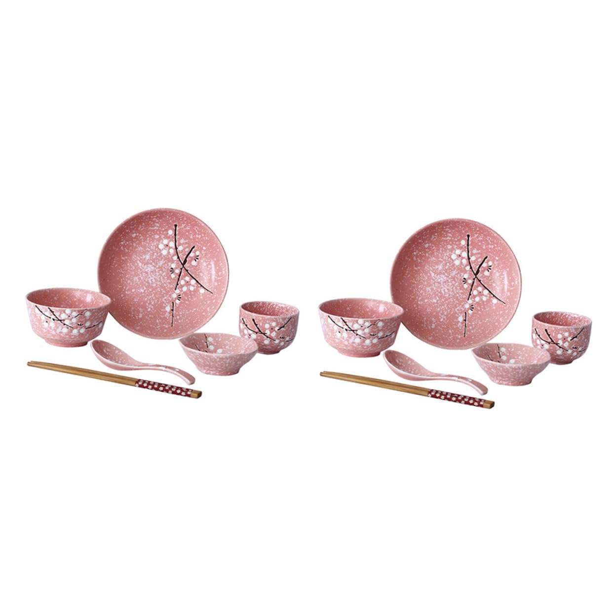 TOPBATHY Stoviglie in Ceramica Posate Rosa Kit Per Servire Cibo Stoviglie Utili Per Casa Adatte Per Uso Quotidiano o Feste Contenitori Per Riso Dessert e Insalate