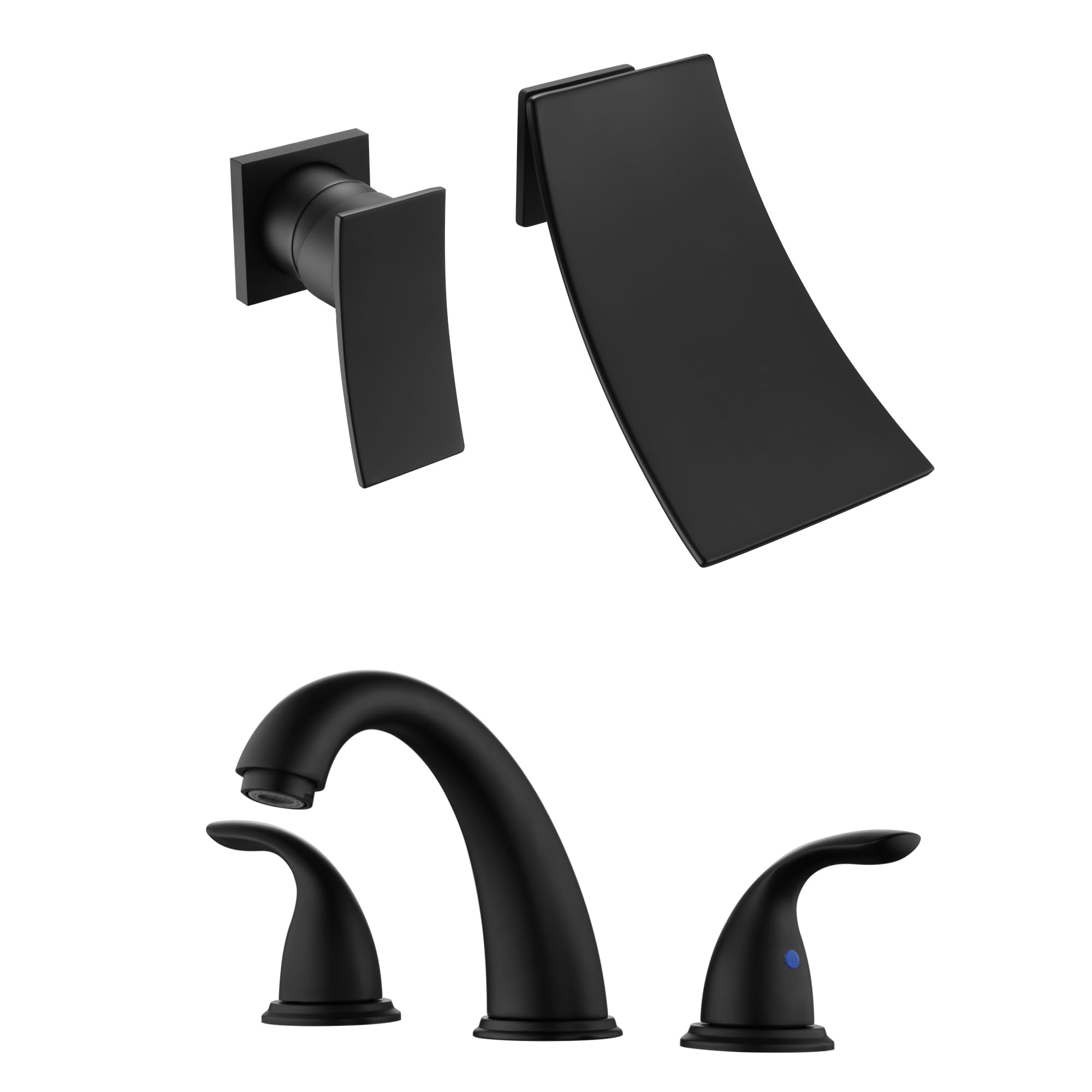 Hcfyauis 8" Widespread Bathroom Faucet S1423s-Mb + Left-Handed Wall Mount Tub Faucet S1364dw-Lh