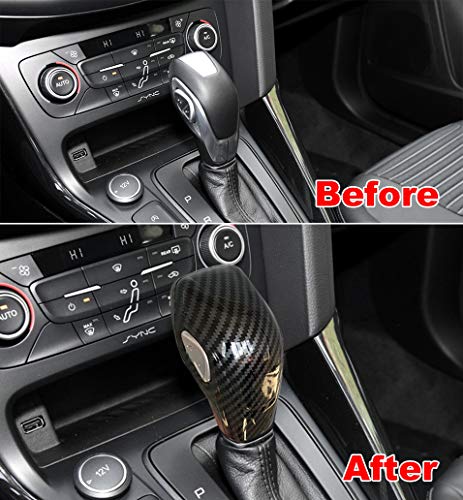 Ruihe Car Gear Shift Knob Cover Carbon Fiber Color Sticker Trim Fit For Ford Focus 2012-2018/Fiesta 2014-2019/Fusion 2013-2016/Escape 2013-2019/C-Max 2013-2017/Transit 2013-2020 #TOP1