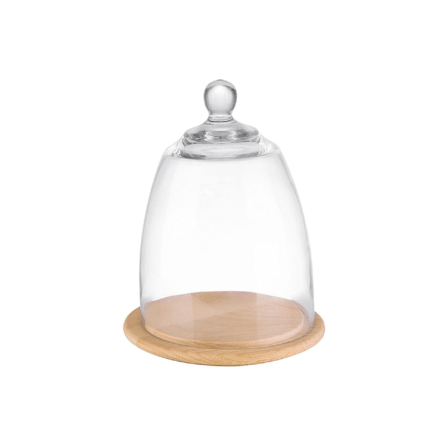 APS Bandeja con tapa – Bandeja redonda de madera de haya engrasada con tapa de cristal (Ø 18,5 cm, altura: 24 cm) – Quesera