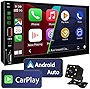 Double Din Car Stereo Compatible with Apple Carplay and Android Auto,7 Inch Touch Screen Car Stereo with Bluetooth 5.2,16-Segment EQ Car Audio Receivers,Mp5,Mirror Link,HD Backup Camera,FM Car Radio