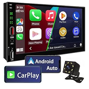 Double Din Car Stereo Compatible with Apple Carplay and Android Auto,7 Inch Touch Screen Car Stereo with Bluetooth 5.2…