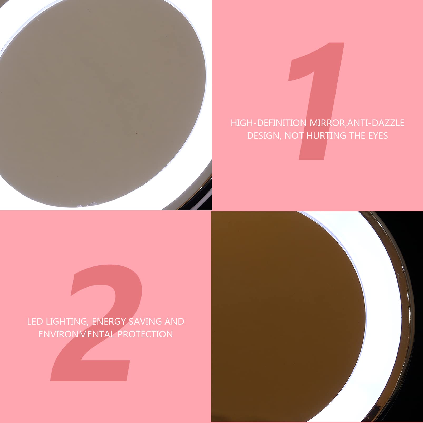 10-krotne powiększające lusterko do makijażu LED z przyssawką, wysuwana konstrukcja do łazienki i biura – idealne nieskazitelne upiększanie rutynowa pielęgnacja skóry
