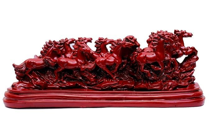 Image of Red Horse | Vastu 12 Running Horses | Victory Horses Resin Statue Vastu Feng Shui Showpiece for Living Room, Home Decor, Office, Housewarming, Anniversary, Birthday Gift