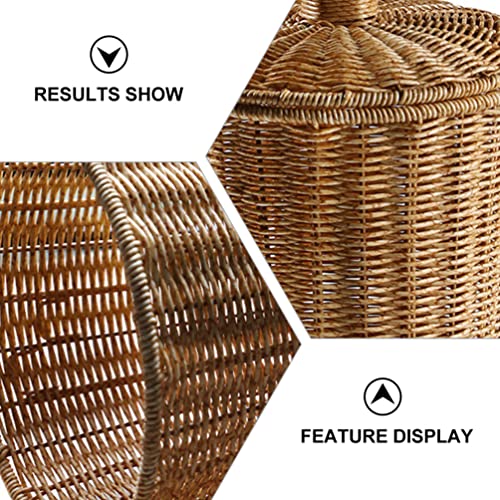Woven Basket Trash Can Storage: Wastebasket Garbage Bin With Lid Rubbish Paper Storage Container For Home Bathroom Kitchens Laundry Utility Rooms #TOP1