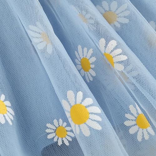 Image of TotzTouch Baby Girls Knee-Length Dress | Frock Cami Strap Flared Printed Net Sleeveless Gown