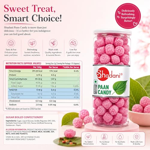 Image of Shadani Paan Candy (Can Of 280g), Rich Indian Flavour Candy /Toffee | Meetha Pan Refreshing Candies For Kids and Adults