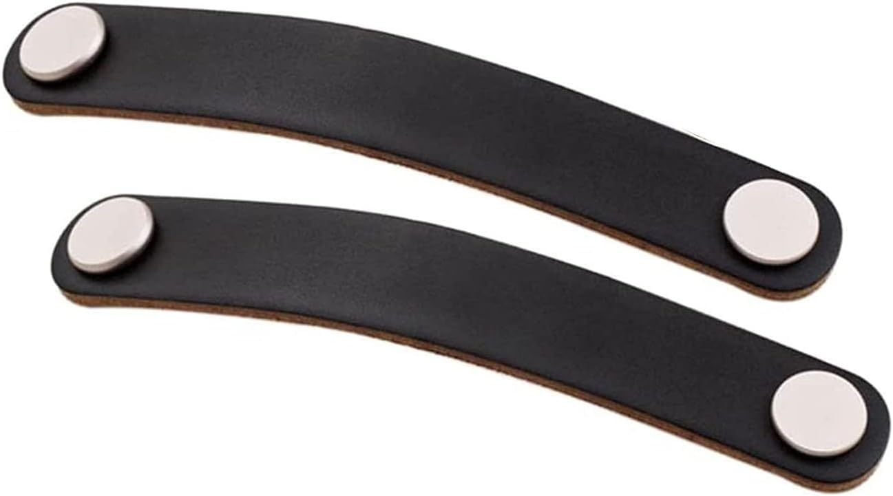 Kuayeocf 2Pcs Black Wardrobe Cabinet Door Handle Soft Pu Pulls Knobs For Drawer Furniture Hardware(,Hole Distance 96Mm)