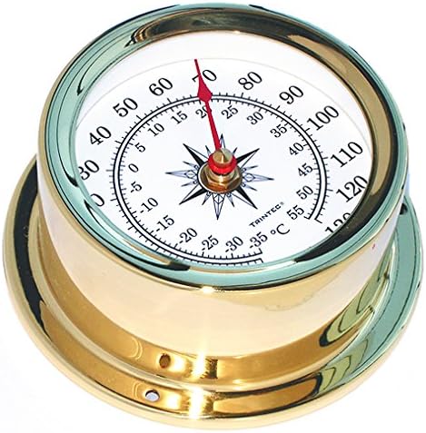 Trintec Euro Thermometer Polished Brass Marine Nautical Instrument for Boat or Cabin EUR-03