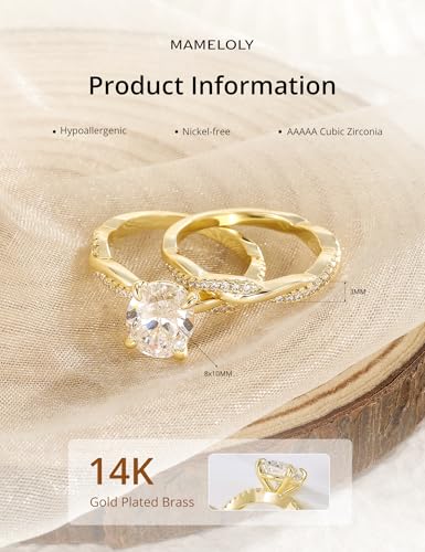 Image of Mameloly 3ct Engagement Rings for Women Oval Cut Bridal Ring Sets Cubic Zirconia Wedding Band Twisting Infinity Pave Set Size 4-12