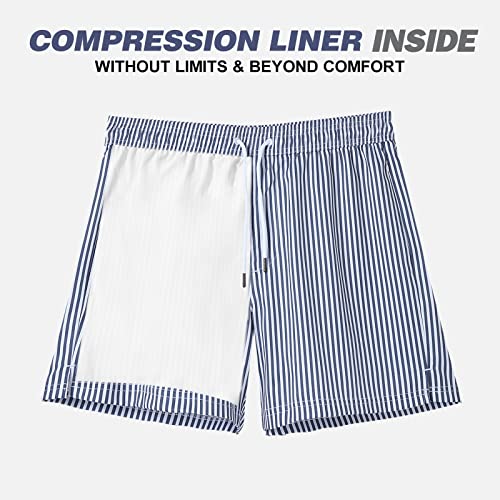 Image of BRISIRA Mens Swim Trunks Swim Shorts Quick Dry 5 inch Inseam Beach Shorts with Compression Liner and Zipper Pocket