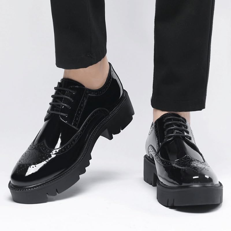 Men Oxford Superior Flexural Leather Fashion Dress Shoes Walking Office Loafers Work Flats Fashion Classic Carved Lace Up Leather Low Heels Shoes2